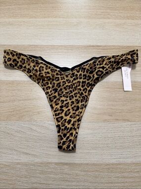 Victoria's Secret Kids Leopard Print Thong Bottoms - Tan & Black